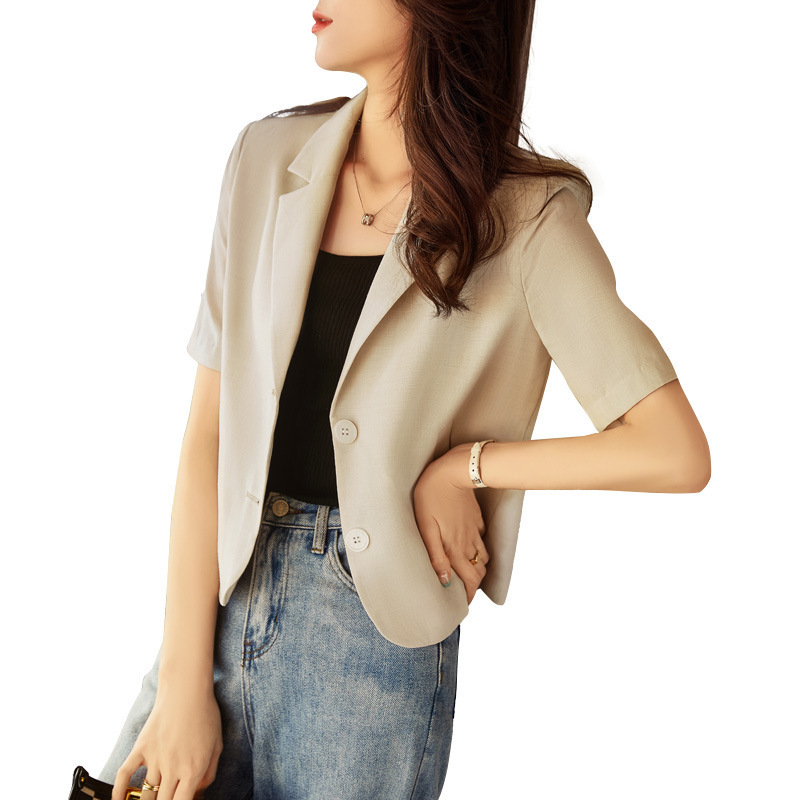 女先生女士西装短袖西装外套女薄款垂感宽松短款休闲气质感小西服春秋