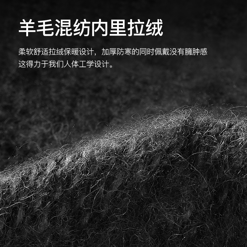 啄木鸟羊毛手套男士冬季针织可触屏保暖加厚加绒开车骑行毛线手套高清大图