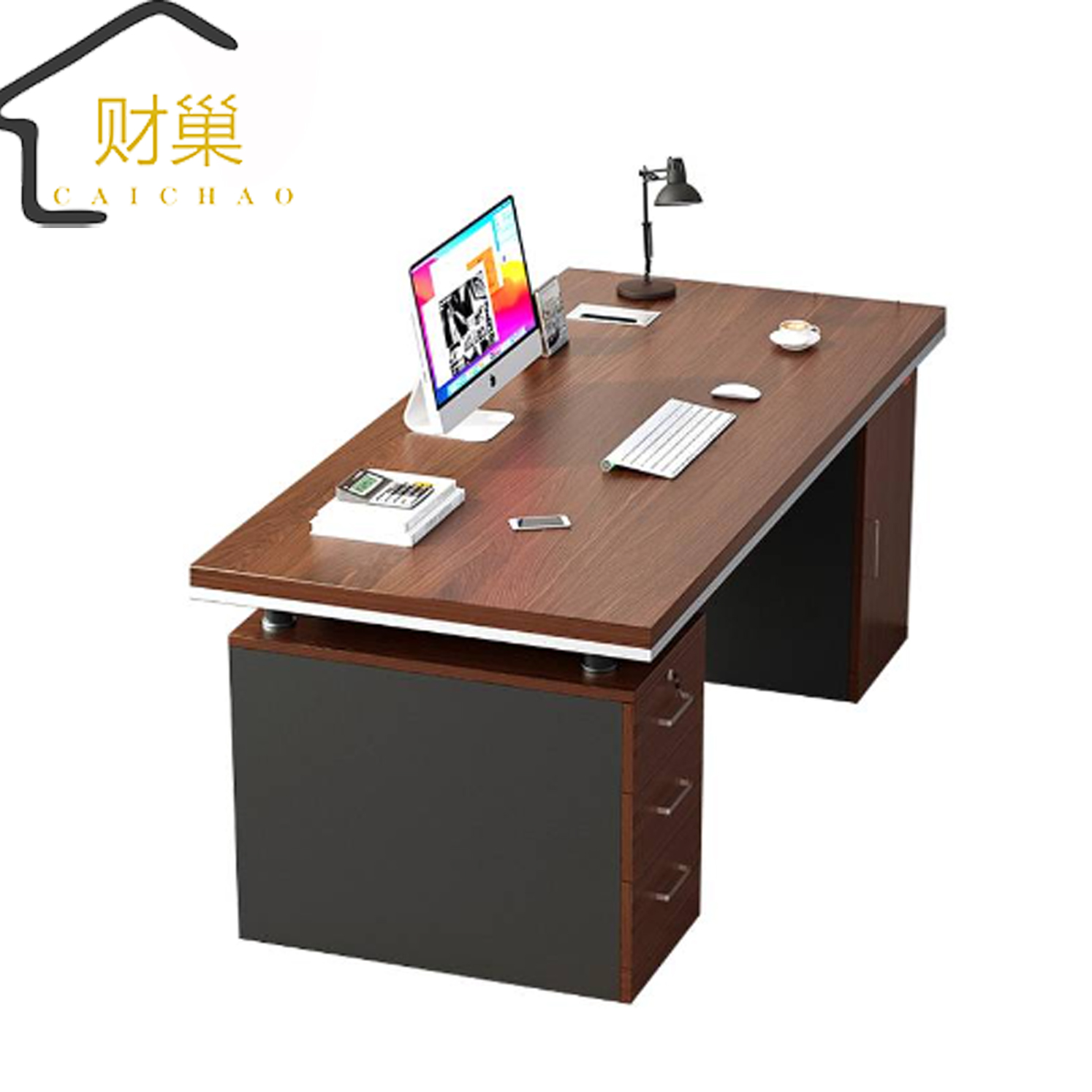 财巢 实木办公桌 140*60cm /张高清大图