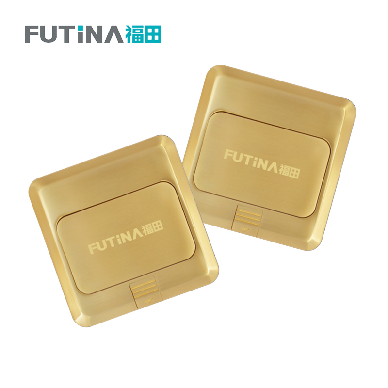 福田 地插 地插座阻尼慢弹起式防溅水地面插座隐藏式地插盒强电插座 (二位10A三极插座)带阻尼 单位:个高清大图