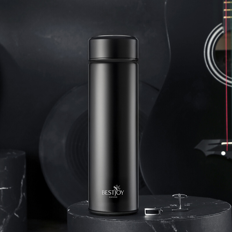 保温杯便携真空大容量保暖茶杯泡茶杯子450ml黑色