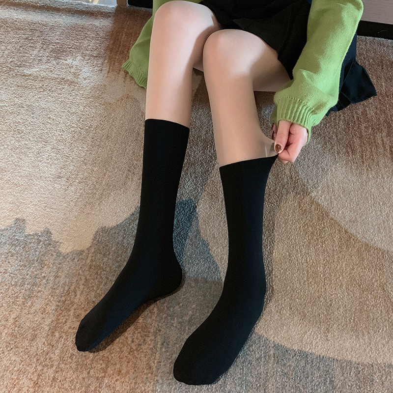 2019秋季新款甜美少女高腰弹力连体打底裤袜撞色外穿网红美腿袜女