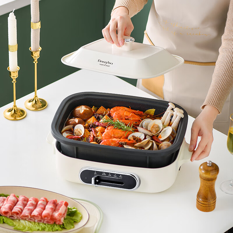 finsybo 萝赛塔多功能料理锅 F- EG04 白色 4L高清大图