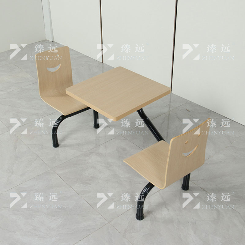 臻远 ZY4040824 连体餐桌椅组合食堂员工餐厅二人位连体餐桌