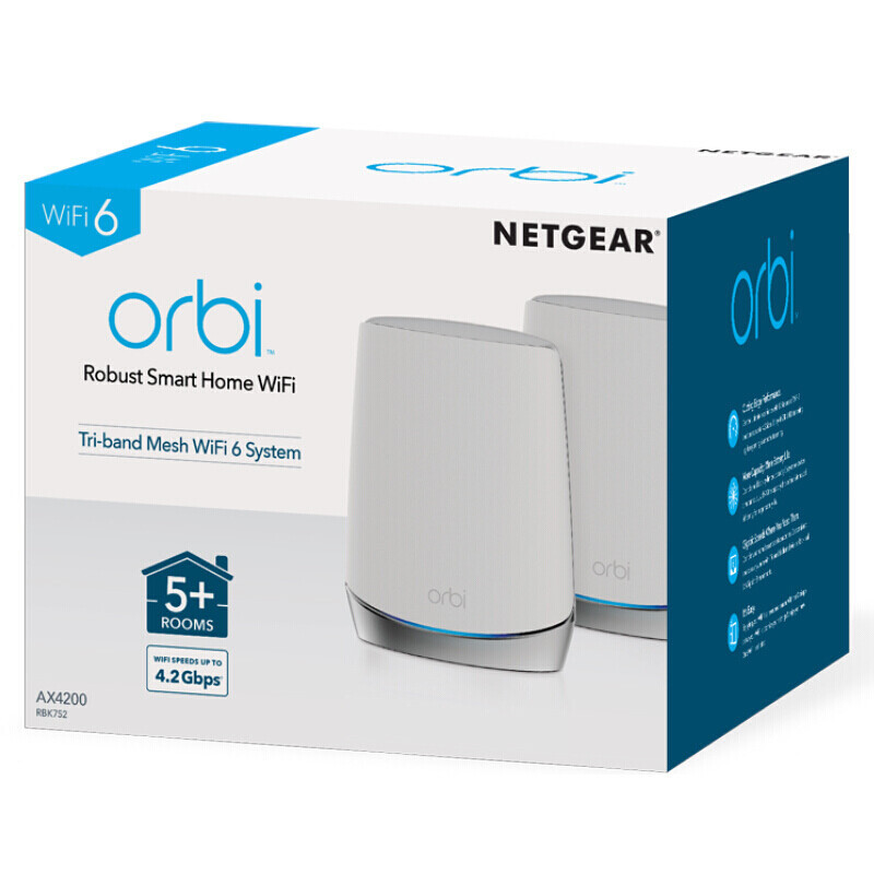 网件(NETGEAR)RBK752 Mesh WiFi6千兆路由器/两支装 AX8400 组合速率 大户别墅级全屋覆盖