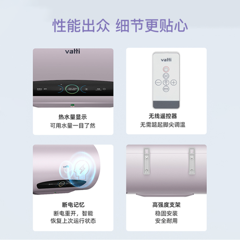 华帝(vatti)储水式速热电热水器家用60升3200w大功率出水断电搪瓷内胆水质监测一级能效DDF60-i14029
