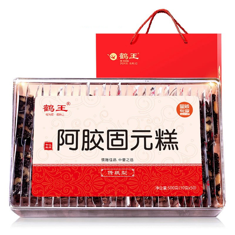 鹤王阿胶糕即食传统型500g阿胶固元膏阿胶膏方块