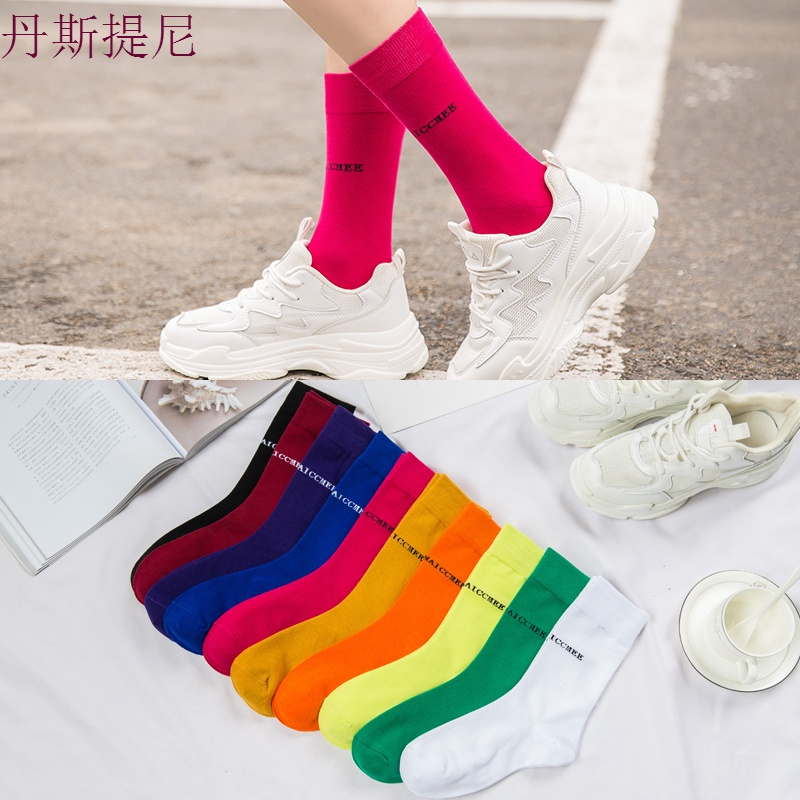 袜子女中筒袜纯棉夏季薄款韩版学院风堆堆袜韩国春秋百搭长袜子潮