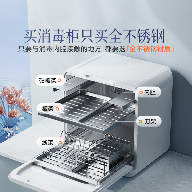 康宝(Canbo)XDZ45-Z1小型消毒柜落地立式家庭商用多功能消毒柜家用立式桌面小型迷你消毒碗柜免沥水 白色高清大图