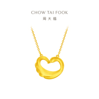 周大福时尚天鹅心形足金黄金项链计价(工费:280元)F221417送礼七夕礼物