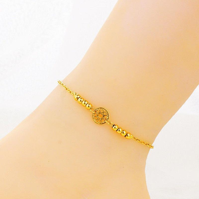 越南沙金钱币款脚链女轻奢百搭仿真金脚饰品铜镀真金久不掉色脚链3