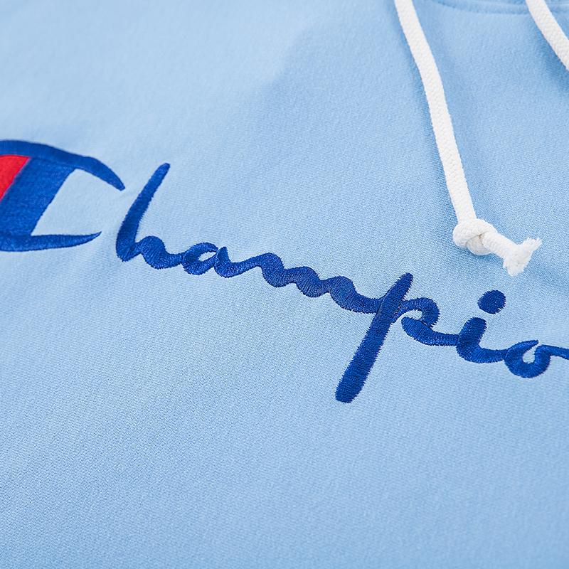 champion冠军秋季新款男装纯棉草写logo连帽卫衣男女同款210967