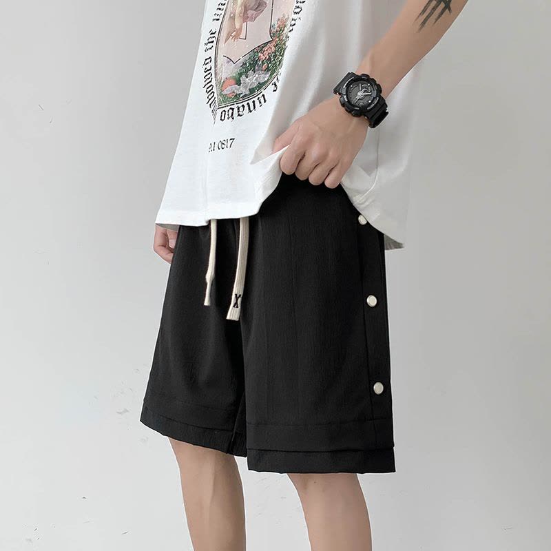 真维斯休闲短裤男士夏季新款冰丝沙滩五分裤男潮流宽松运动中裤子图片