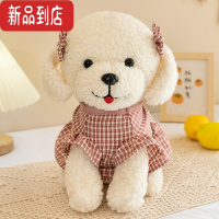 真智力仿真穿花裙子泰迪犬玩偶毛绒玩具小白狗狗公仔抱枕儿童礼物男女孩 白色 20厘米《精致做工+环保材质》仿真食物