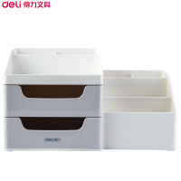 得力(deli)8900收纳盒 大号双层多功能省空间抽屉式收纳盒 储物盒 化妆盒 创意可爱学生桌面摆件 笔筒/笔袋