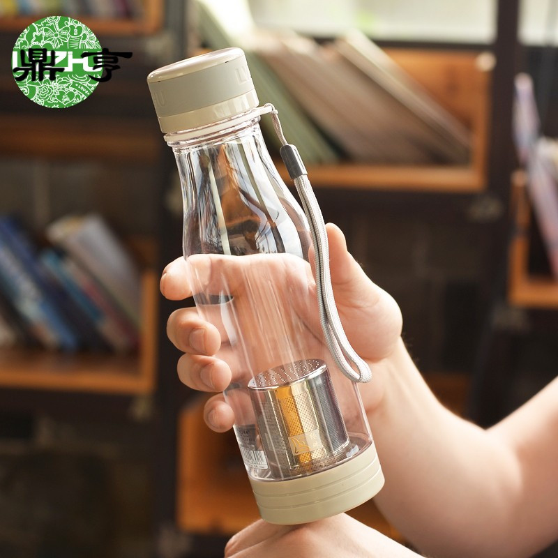 鼎亨创意便携水杯塑料过滤学生杯子情侣防漏杯茶杯简约水瓶太空杯