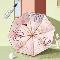 美度钛银双层女三折晴雨伞两用黑胶折叠太阳伞夏季新品学生防晒伞礼盒装M3111
