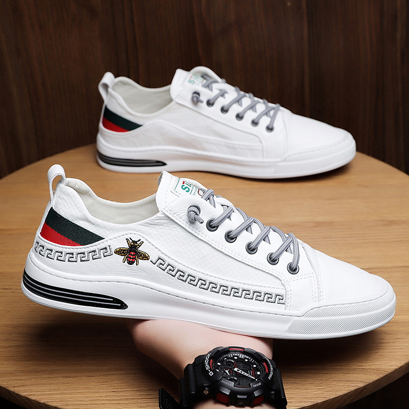 述雅2021新款夏季欧洲站潮牌小蜜蜂男鞋韩版百搭小白透气休闲板鞋潮鞋