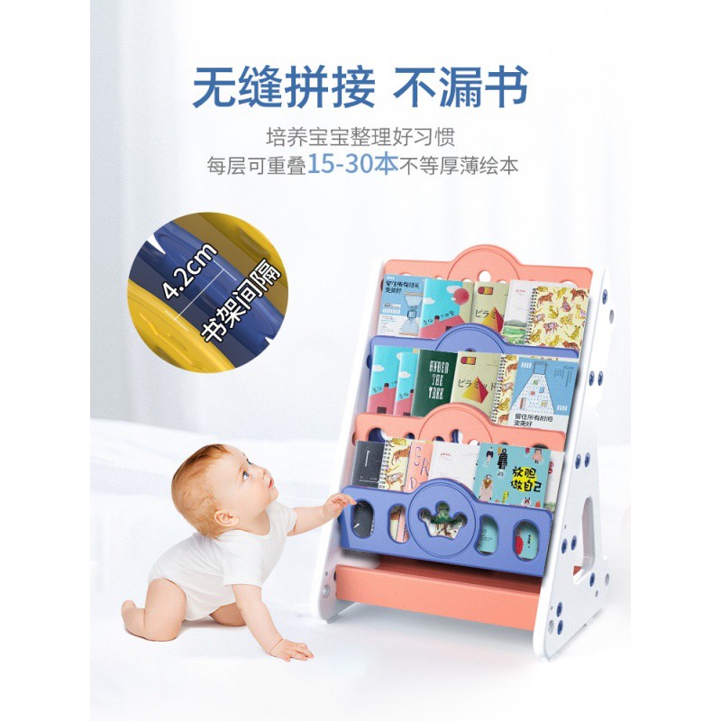 儿童书架绘本架简易宝宝玩具收纳架婴儿家用落地架塑料柜子整理架收纳柜 三维工匠高清大图