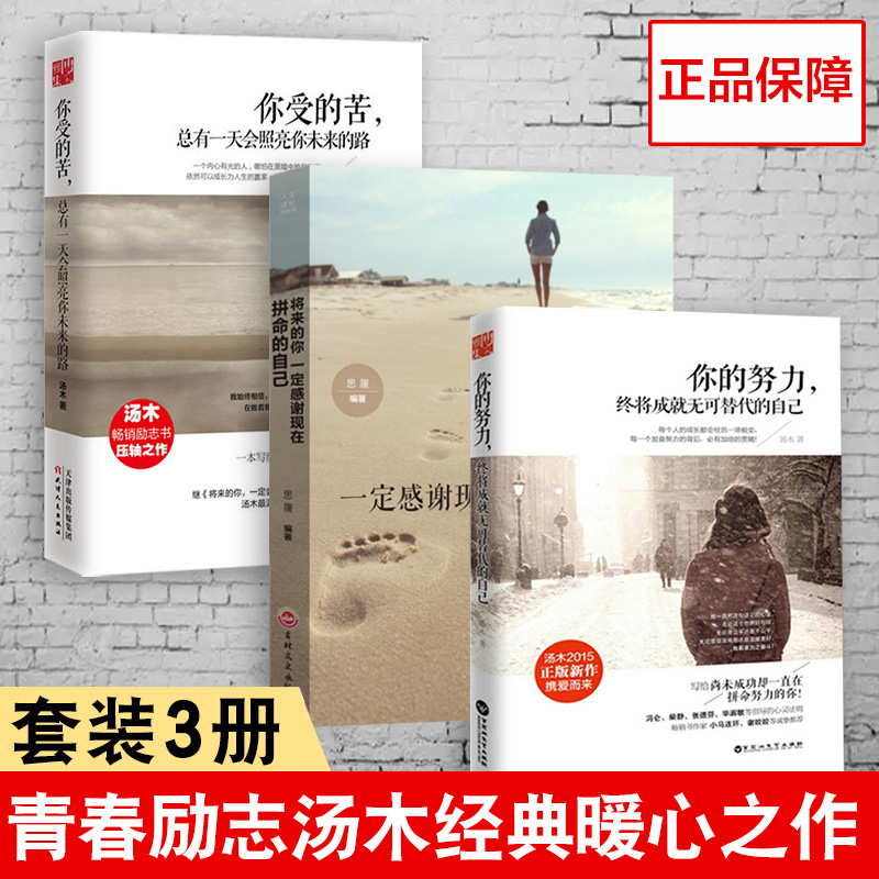 汤木经典励志书全3册 将来的你一定会感谢现在拼命的自己+你的努力终将成就无可替代的自己+你受的苦总有一天会照亮你未来高清大图