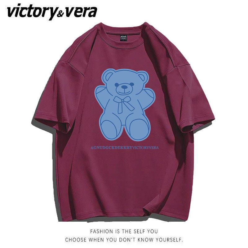 VICTORYVERA小熊短袖t恤女2022新款夏季学生ins原宿风宽松上衣服