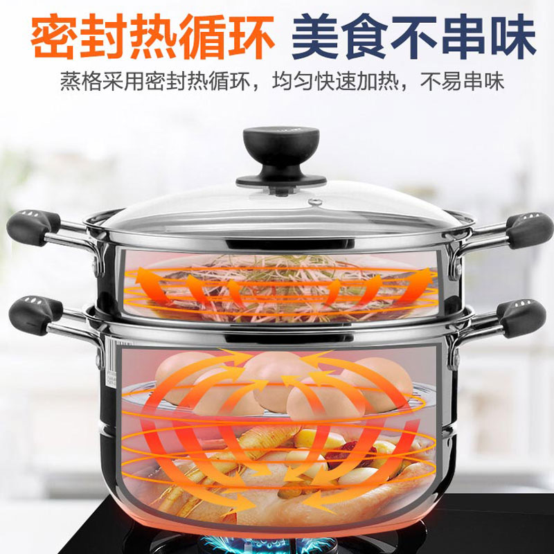 苏泊尔(SUPOR)蒸锅SZ28B2双层28cm304不锈钢汤锅复底电磁炉通用高清大图