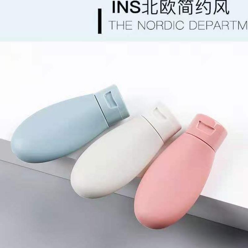 旅游出差便携挤压式洗发水沐浴露分装瓶乳液化妆品空瓶子旅行套装 60ml白色分装瓶2个(送标签)