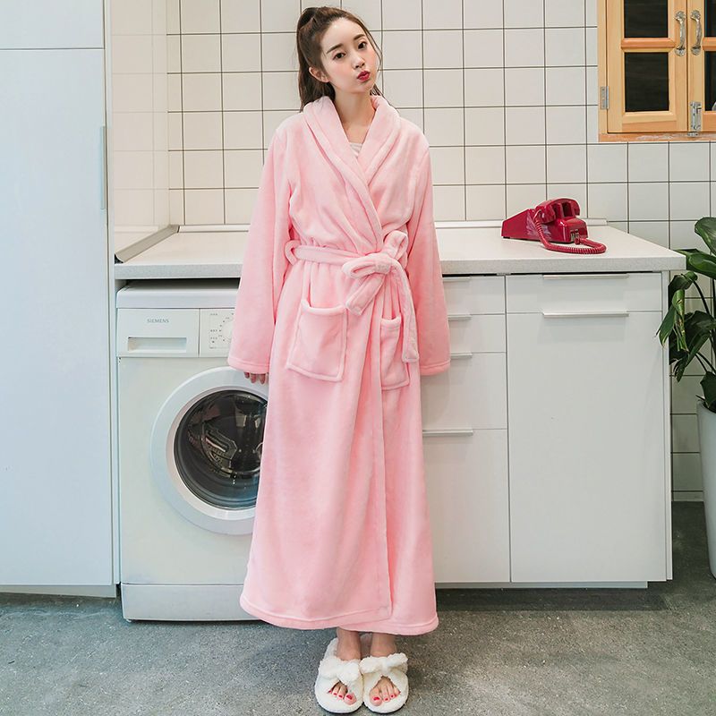 睡裤法兰绒[加厚] 女M(建议165cm120斤以内) 加厚加长款情侣法兰绒睡袍加大码女秋冬季男士浴衣冬天珊瑚绒浴袍