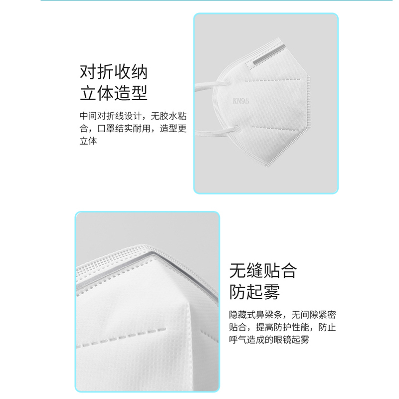 KN95防护口罩10只装高效过滤防飞沫防尘防雾霾透气
