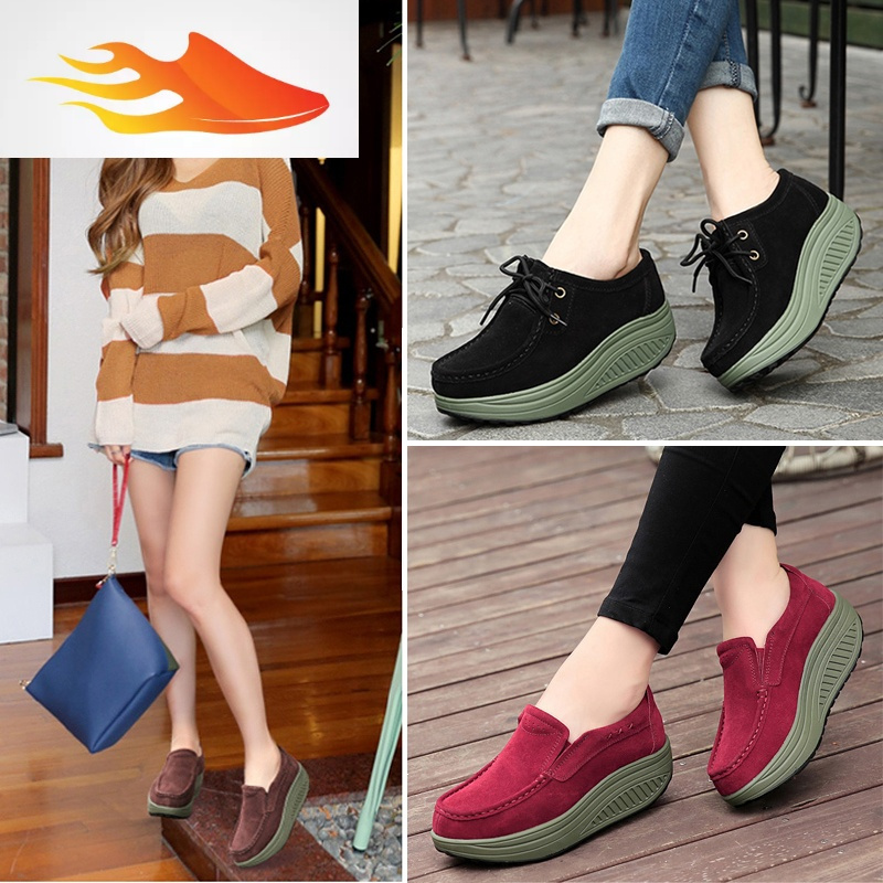 fishbasket秋季韩版摇摇鞋女单鞋一脚蹬松糕厚底休闲女鞋妈妈鞋松糕鞋