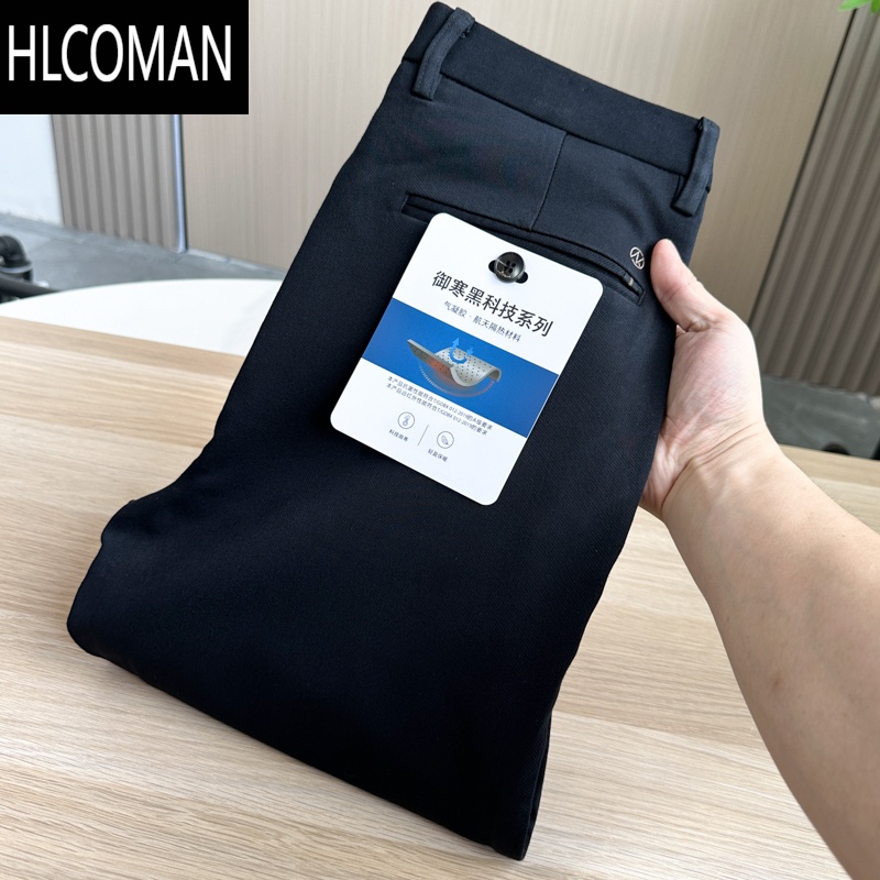 HLCOMAN一线撤柜男裤黑色男士休闲裤款厚款中腰弹力直筒长裤子 黑色 36