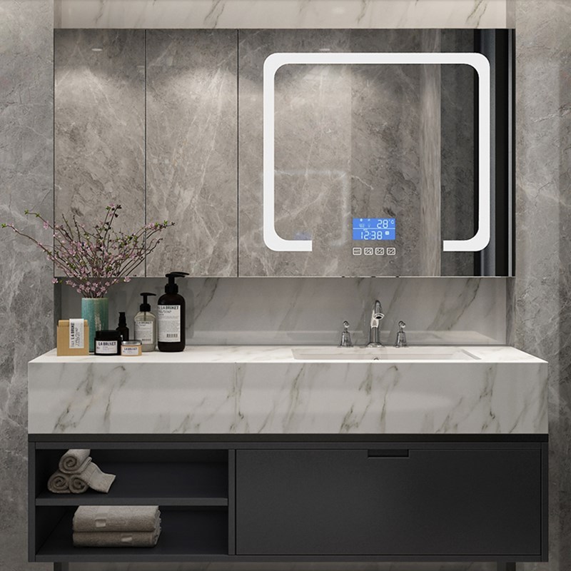 北欧闪电客现代浴室柜大理石卫生间简约洗脸洗手台盆柜轻奢卫浴镜柜