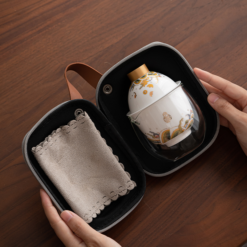 苏氏陶瓷(SUSHI CERAMICS)国潮海水无涯羊脂玉功夫旅行便捷快客茶具高清大图