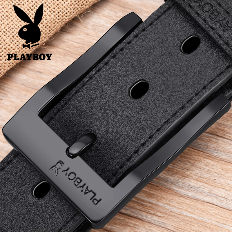 花花公子针扣皮带男士真皮牛皮纯商务腰带时尚男款潮青年正品裤带高清大图