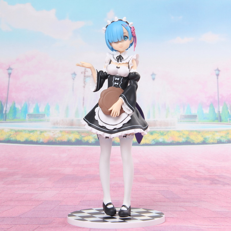 浴服蕾姆手办模型机箱摆件从零开始棉花糖和服浴衣雷姆公仔 新款蕾姆(圆格子底座) 国产手办