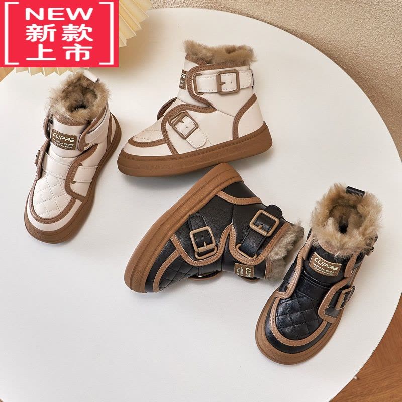 可莉允儿童雪地棉一体2022冬季新款女童雪地靴男童防水棉靴图片