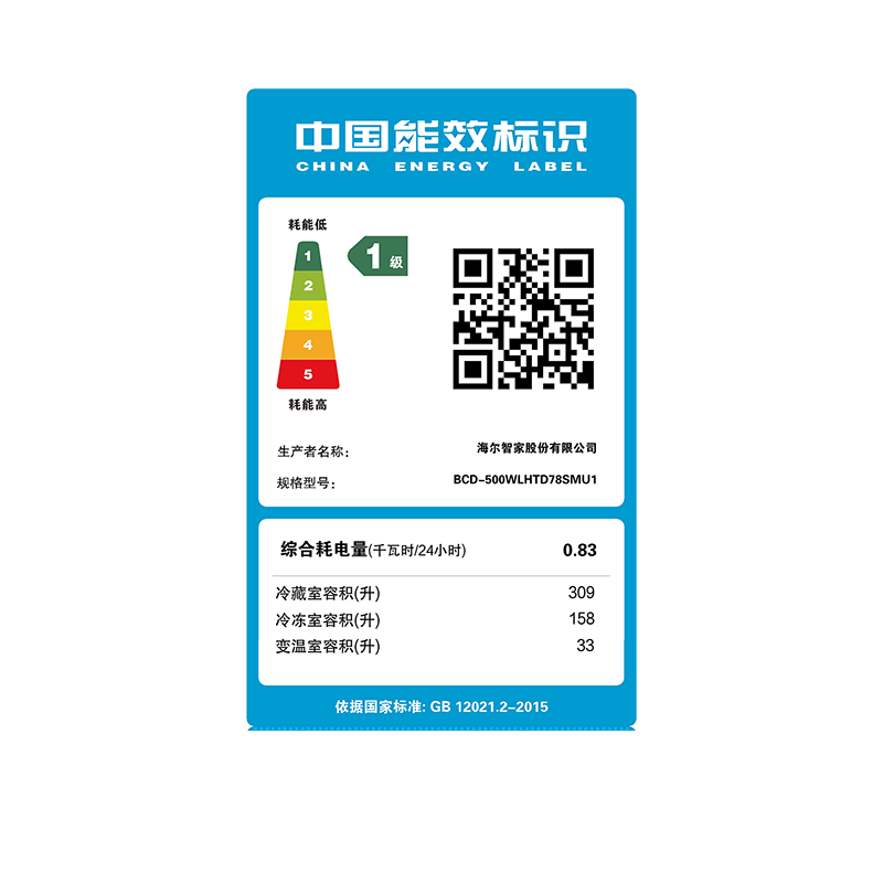 海尔(Haier)500升十字对开双开门冰箱一级能效变频节能无霜超大容量超薄嵌入式BCD-500WLHTD78SMU1