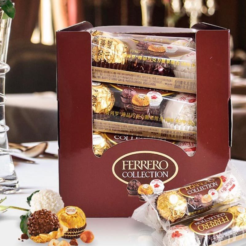 费列罗(Ferrero Rocher)臻品威化糖果巧克力 婚庆喜糖零食 情人节表白礼物 48粒礼盒装518.4g高清大图