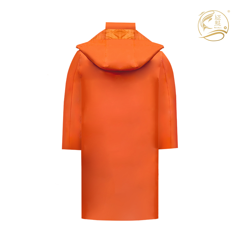 春秋桔红色春亚纺复合面料上衣春秋工作服C-016长款劳保服可定制.高清大图