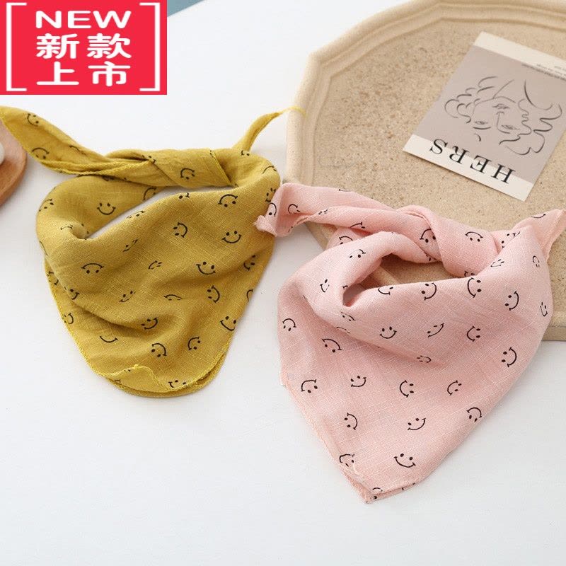 可莉允宝宝围巾春夏薄款婴儿三角巾可爱超萌男女儿童防风纱巾印花小方巾毛巾图片