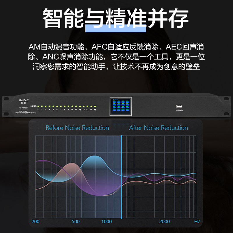 惠度(HuiDu)HD-1616SP专业数字音频处理器会议室体育场户外演出多功能厅16进16出数字矩阵音频处理器高清大图