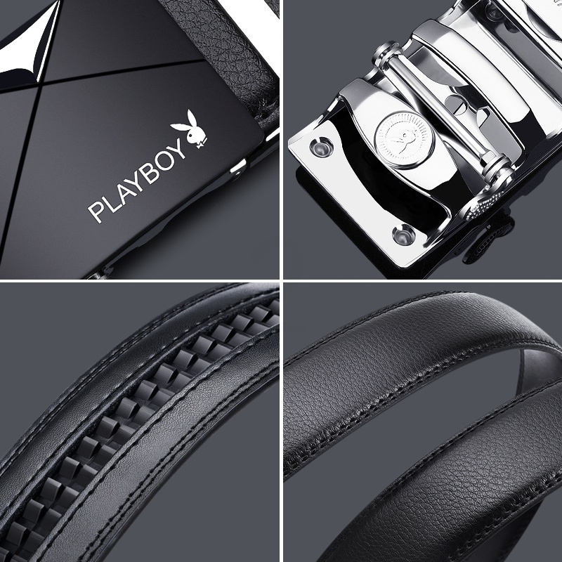 花花公子皮带男真皮自动扣青年纯韩版式牛皮潮流男士腰带中年皮皮高清大图