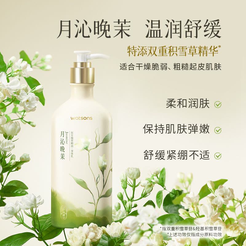 屈臣氏植萃精油身体乳250毫升(月沁晚茉香)补水保湿滋润全身图片