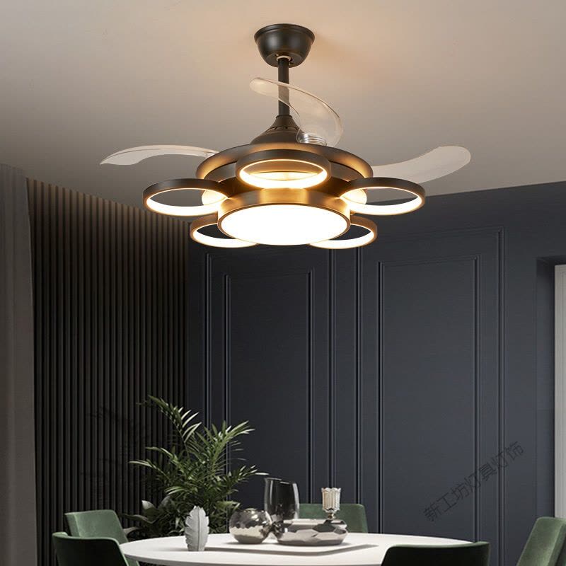 苏宁放心购 吊扇灯北欧风扇吊灯现代简约轻奢客厅电风扇大气家用带灯吊扇LED餐厅隐形吊扇灯FS635图片