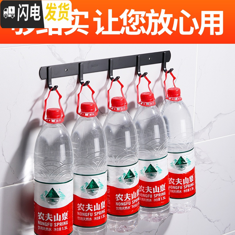 三维工匠免打孔黑色北欧风挂衣钩不锈钢挂钩试衣间卫生间衣帽钩厨房排钩 雅黑方钩10钩粘钉两用(买二送一