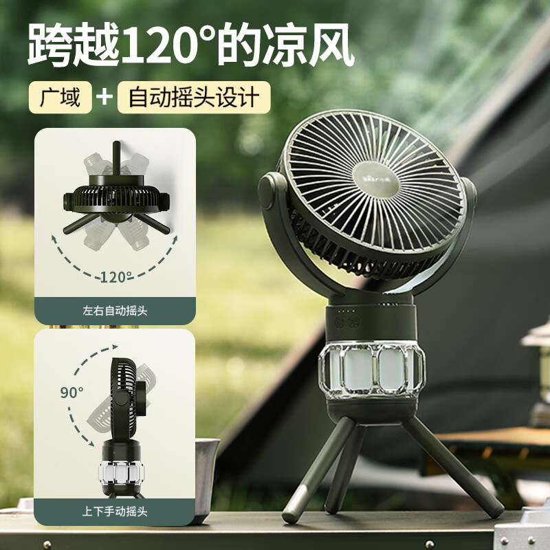小熊电风扇 户外摇头露营充电款带夜灯三脚架可倒挂风扇 HFS-A05C5高清大图