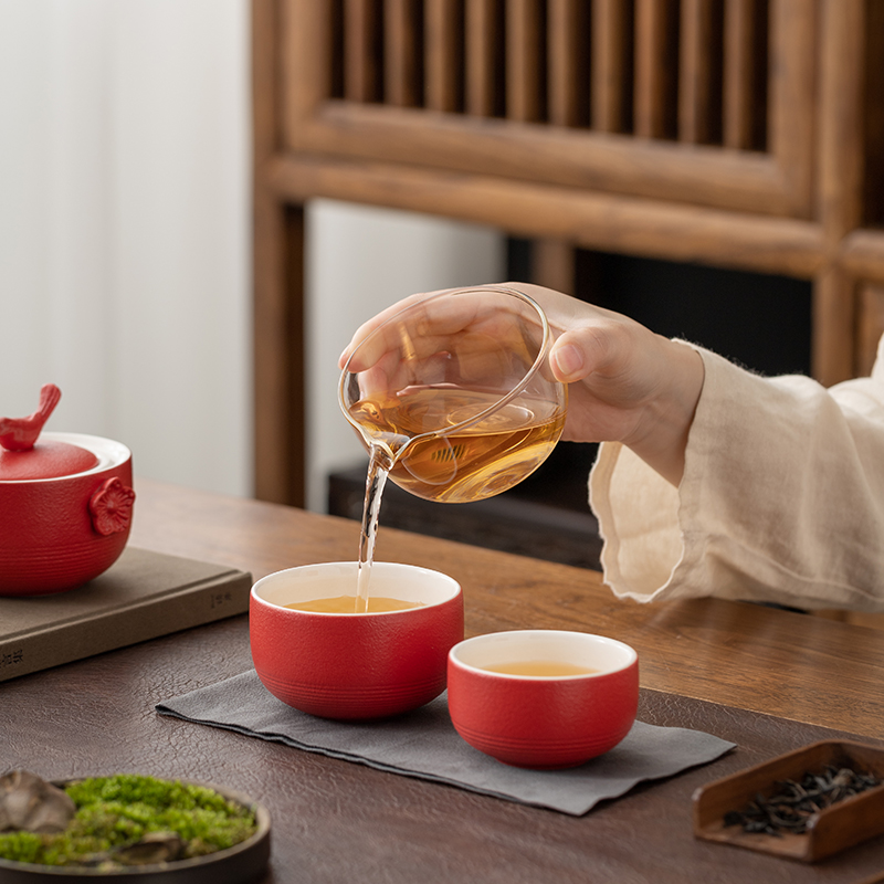 沏一杯茶 喜上眉梢-便携式旅行茶具套装PT919A 一壶两杯一公道带EVA便携包高清大图