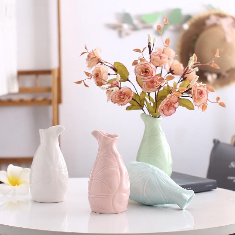 陶瓷细口小号瓷瓶插花容器客厅花瓶摆件小清新文艺餐桌装饰品-s011白瓶
