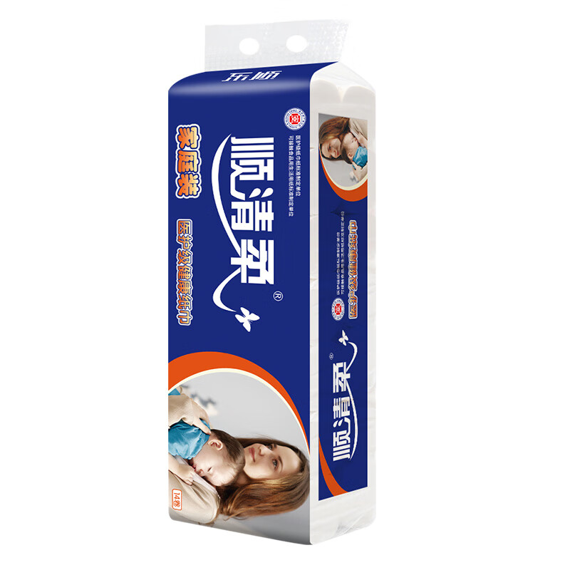 顺清柔无芯卷纸成长日记5层107g*14卷 冲厕易溶解长条卫生纸 1.5kg/提