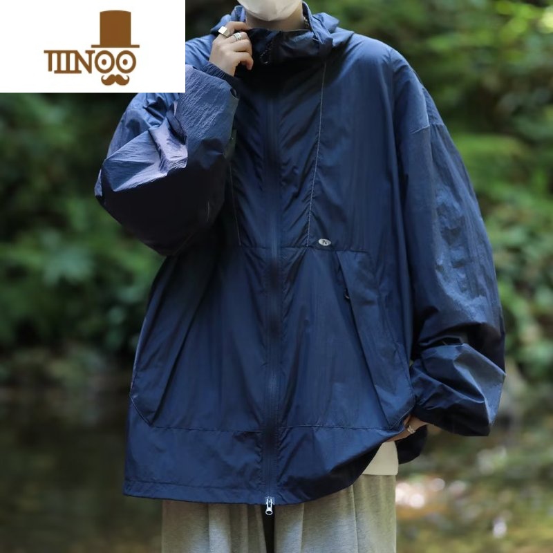 YANXU防晒衣男夏季轻薄透气山系户外潮牌连帽冲锋衣外套钓鱼服风衣夹克高清大图